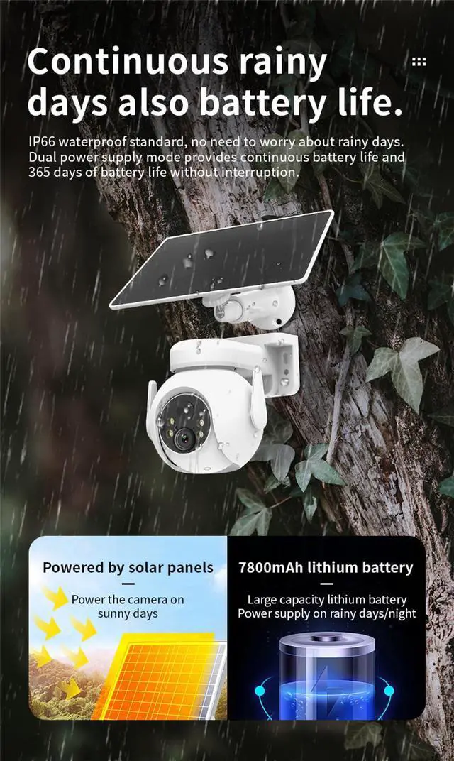 Alt view image 6 of 7 - inLifeCam 3.0MP Tuya Smart APP Outdoor Pan Tilt PTZ Battery Solar Panels Full Color Night IP Camera System WIFI