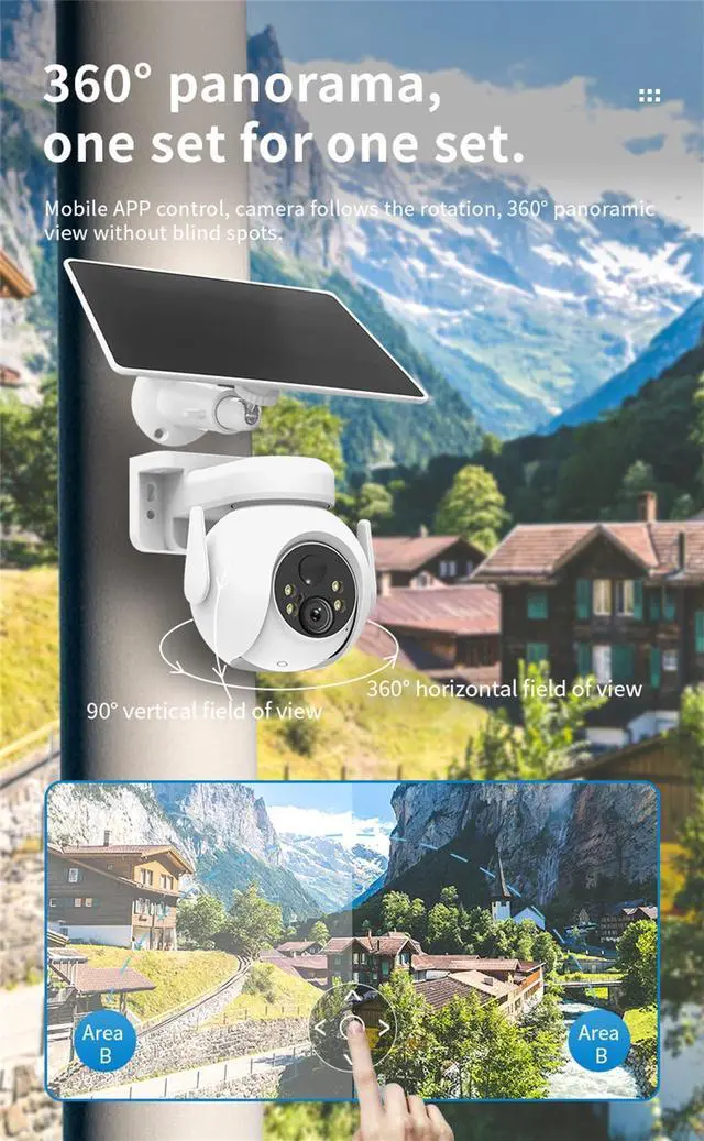 Alt view image 7 of 7 - inLifeCam 3.0MP Tuya Smart APP Outdoor Pan Tilt PTZ Battery Solar Panels Full Color Night IP Camera System WIFI
