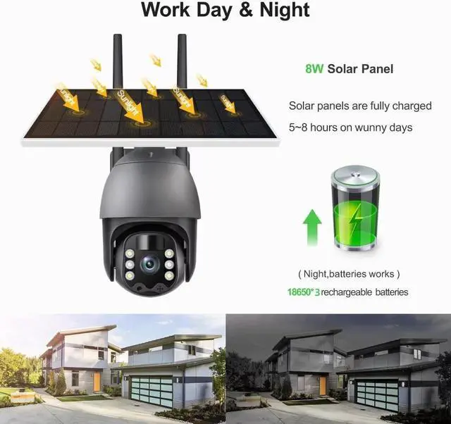 Alt view image 6 of 6 - inLifeCam 3.0MP WIFI Version Outdoor Battery Solar Panels IP Camera  Full Color night