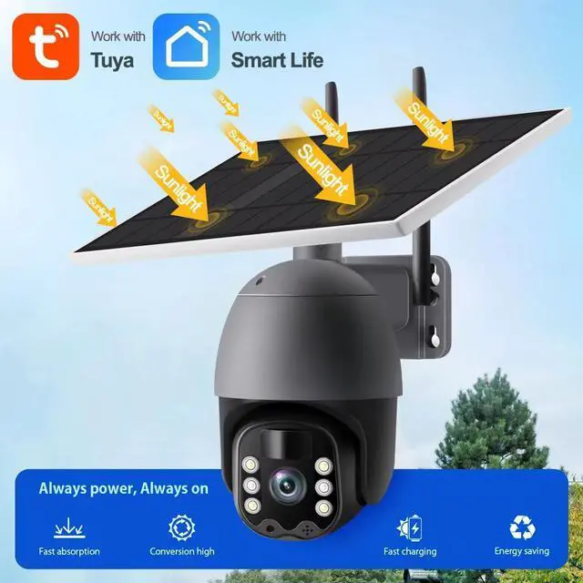 Alt view image 6 of 6 - inLifeCam 3.0MP 4G Version Outdoor Pan Tilt PTZ Battery Solar Panels IP Camera  Full Color Night