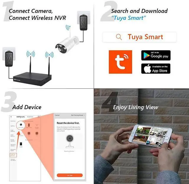 Alt view image 2 of 7 - inLifeCam 8 Channel with 4pcs Camera Tuya Smart app Outdoor Bullet IP Camera Security Surveillance System Wireless NVR Kit Not include Hard Disk 2.0 MP
