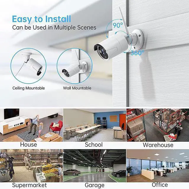 Alt view image 3 of 7 - inLifeCam 8 Channel Tuya Smart APP Outdoor Bullet IP Camera Wireless NVR Kit CCTV Surveillance Security System WIFI IP Kit 2.0 MP Not include Hard disk - OEM
