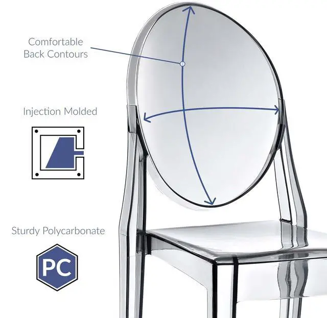 Alt view image 13 of 18 - Philippe Starck Style Victoria Ghost Chair in Smoked Clear