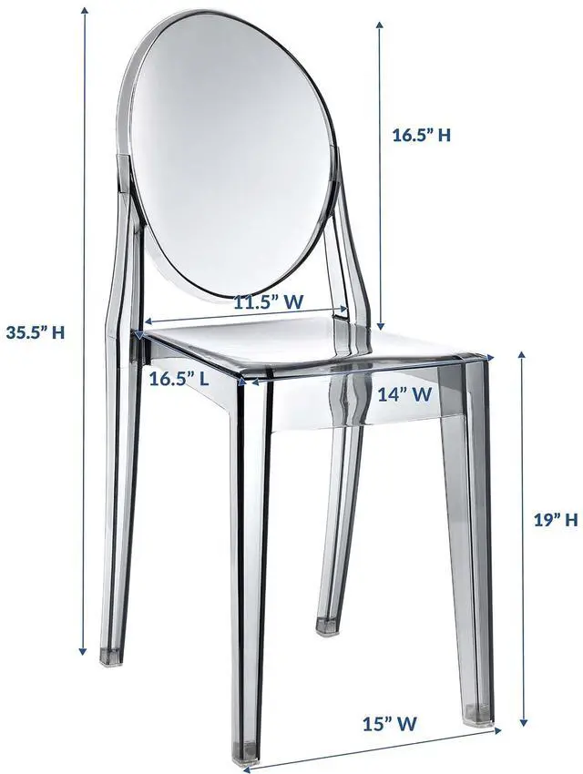 Alt view image 15 of 18 - Philippe Starck Style Victoria Ghost Chair in Smoked Clear