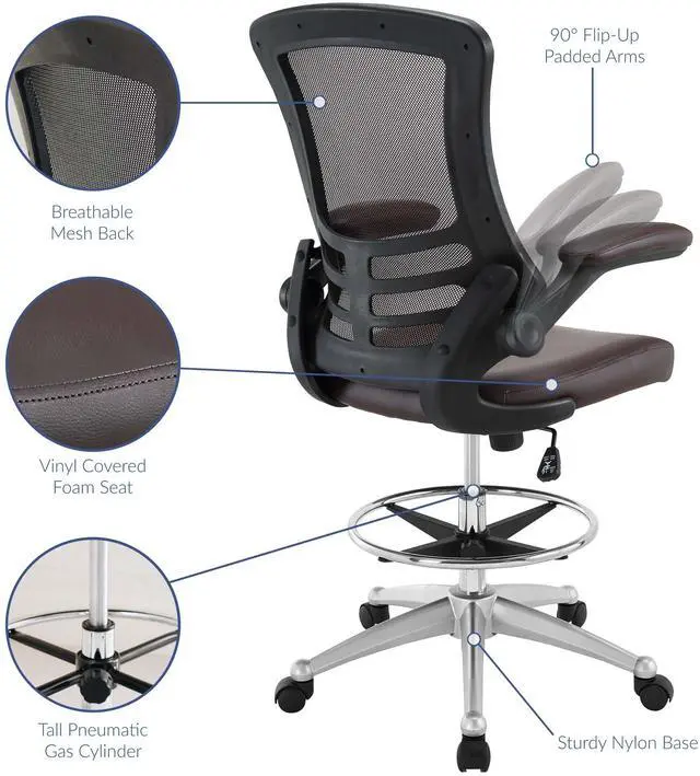 Alt view image 18 of 20 - Attainment Vinyl Drafting Stool in Brown