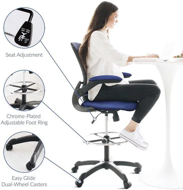 Alt view image 19 of 20 - Veer Drafting Stool in Blue