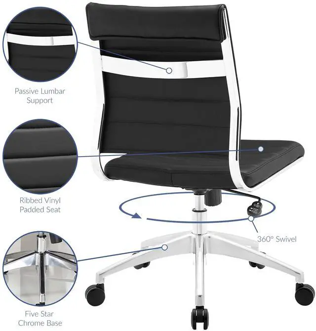 Alt view image 3 of 7 - Jive Armless Mid Back Office Chair by Modway