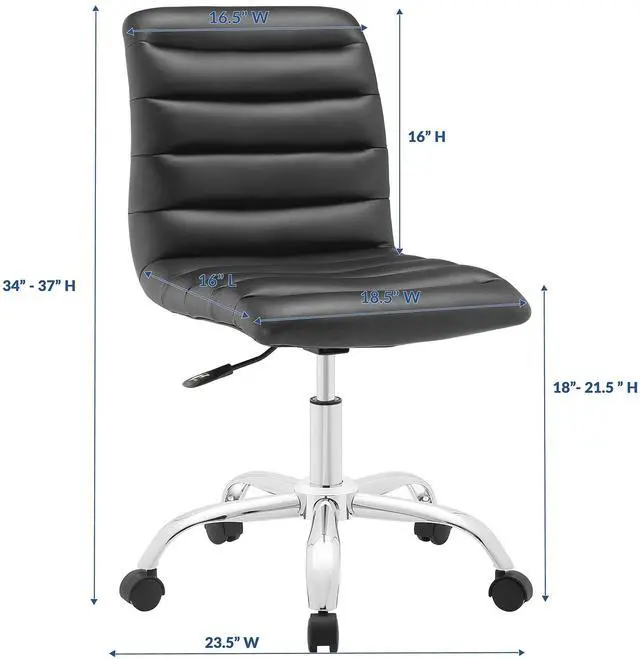 Alt view image 16 of 19 - Ripple Mid Back Office Chair in Black