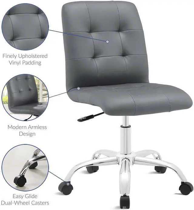 Alt view image 11 of 15 - Prim Armless Mid Back Office Chair