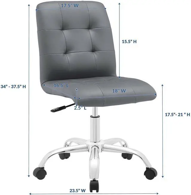 Alt view image 12 of 15 - Prim Armless Mid Back Office Chair