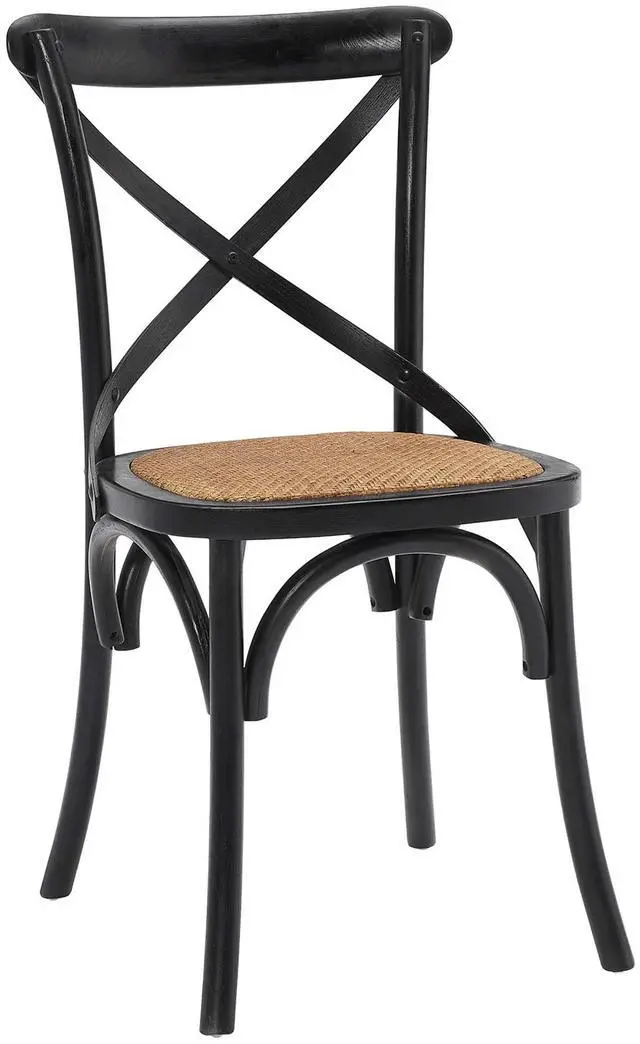 Alt view image 2 of 8 - Modway Gear Rustic Modern Farmhouse Elm Wood Rattan Dining Chair in Black