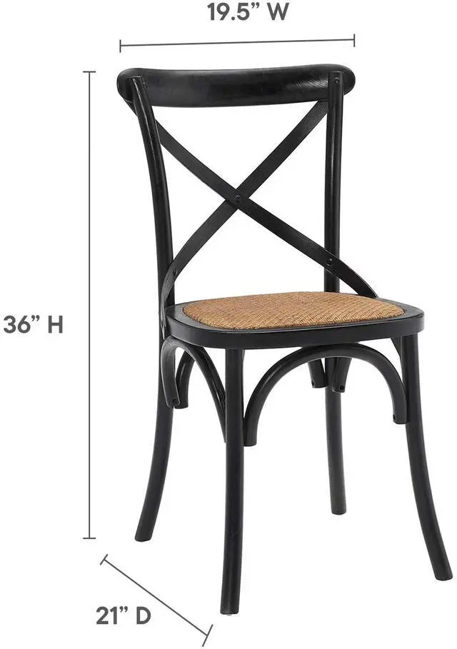 Alt view image 3 of 8 - Modway Gear Rustic Modern Farmhouse Elm Wood Rattan Dining Chair in Black