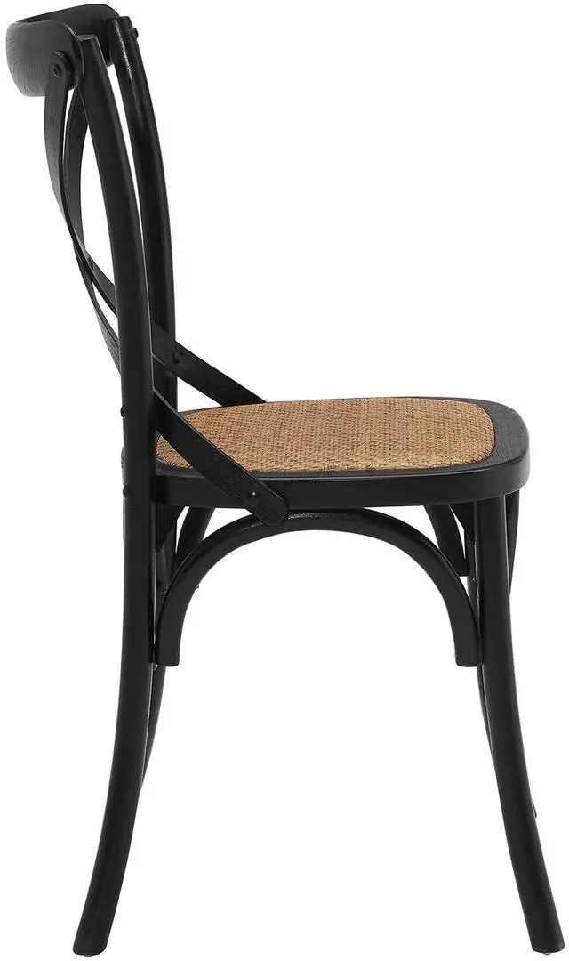 Alt view image 5 of 8 - Modway Gear Rustic Modern Farmhouse Elm Wood Rattan Dining Chair in Black