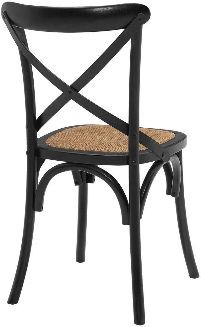 Alt view image 6 of 8 - Modway Gear Rustic Modern Farmhouse Elm Wood Rattan Dining Chair in Black