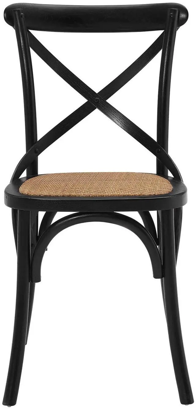 Alt view image 7 of 8 - Modway Gear Rustic Modern Farmhouse Elm Wood Rattan Dining Chair in Black