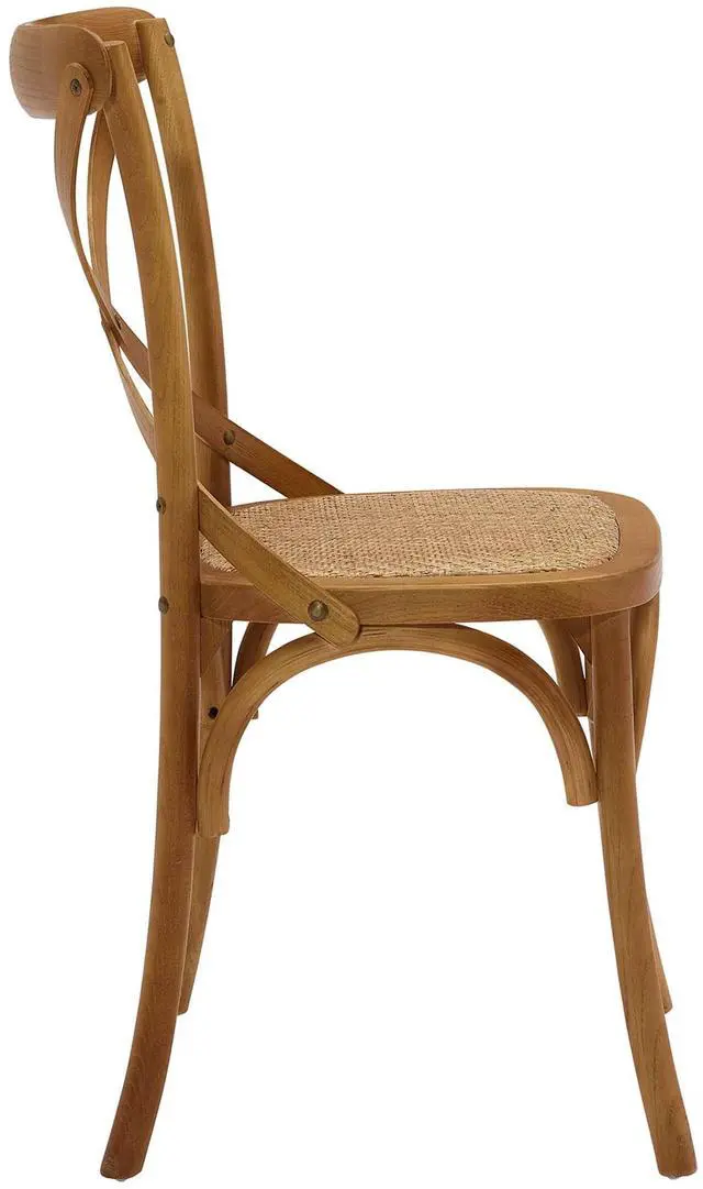 Alt view image 7 of 10 - Modway Gear Rustic Modern Farmhouse Elm Wood Rattan Dining Chair in Walnut
