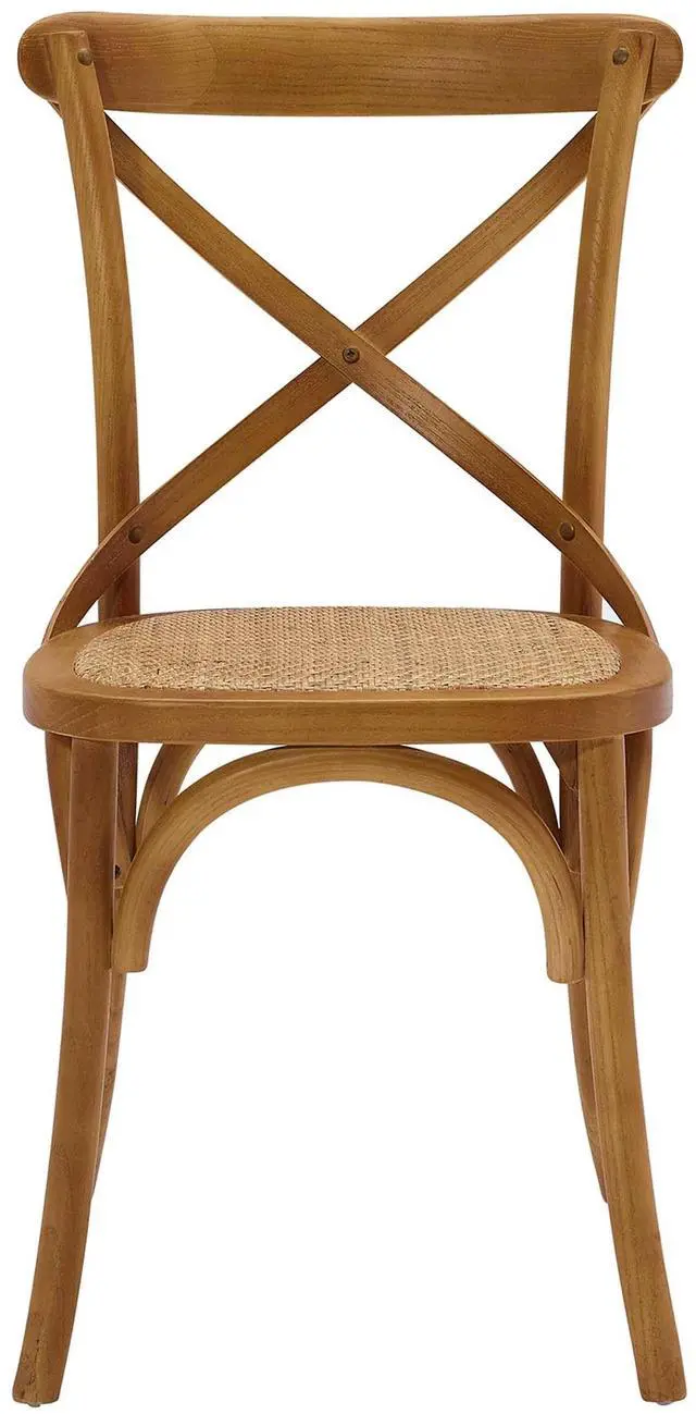 Alt view image 9 of 10 - Modway Gear Rustic Modern Farmhouse Elm Wood Rattan Dining Chair in Walnut