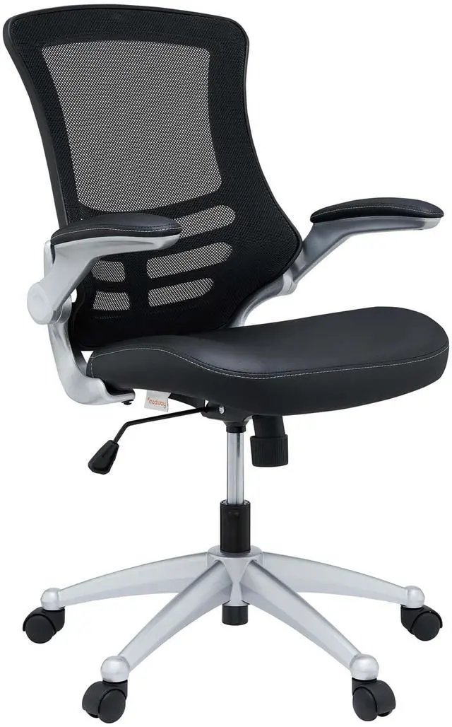 Alt view image 13 of 19 - Modway EEI-210-BLK 40.5 - 43.5 H x 26.5 W x 25 L in. Attainment Office Chair in Black Mesh & Leatherette, Black