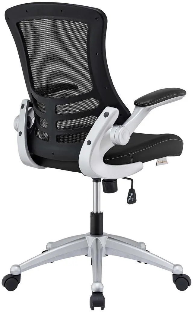 Alt view image 17 of 19 - Modway EEI-210-BLK 40.5 - 43.5 H x 26.5 W x 25 L in. Attainment Office Chair in Black Mesh & Leatherette, Black