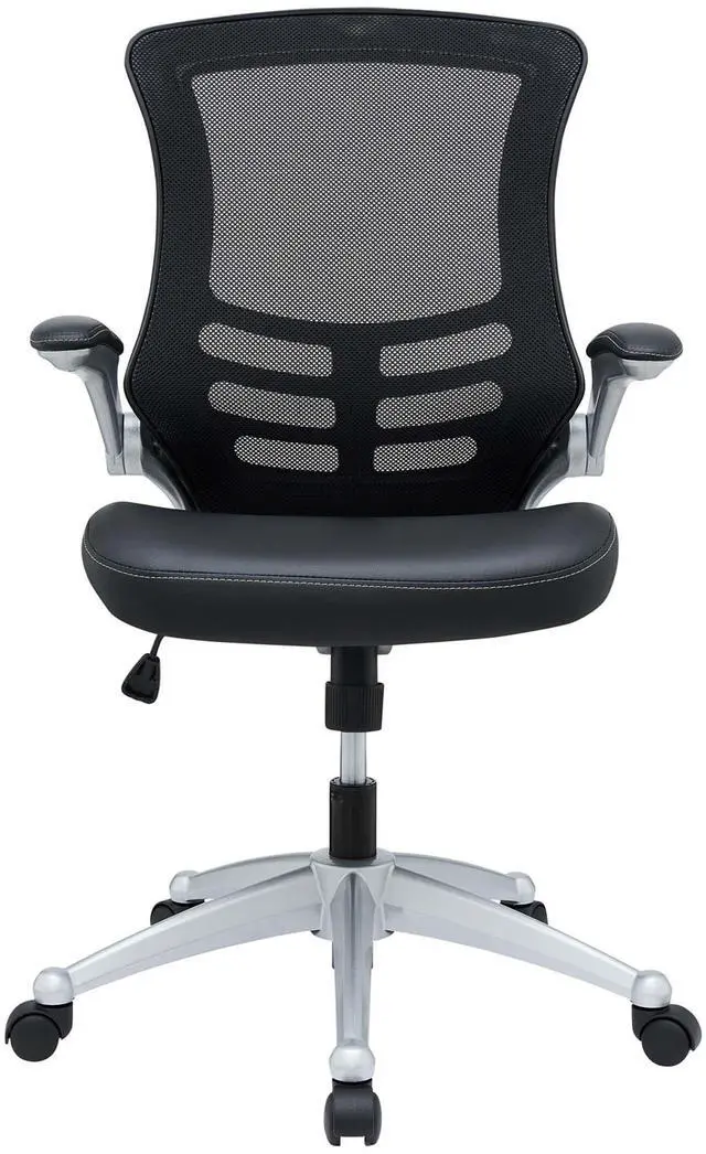 Alt view image 19 of 19 - Modway EEI-210-BLK 40.5 - 43.5 H x 26.5 W x 25 L in. Attainment Office Chair in Black Mesh & Leatherette, Black