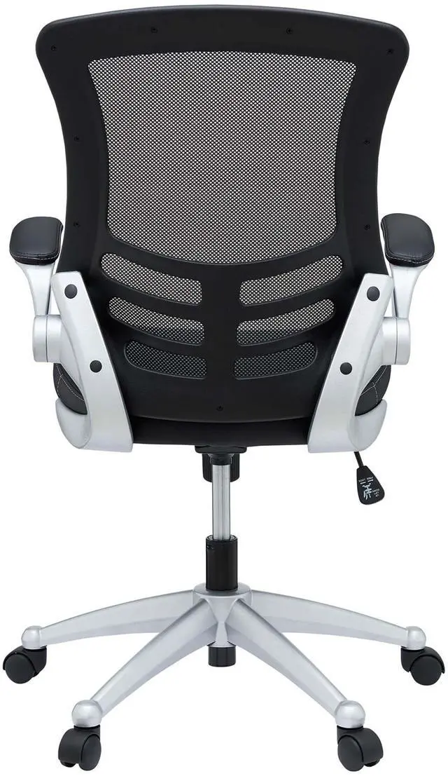 Alt view image 18 of 19 - Modway EEI-210-BLK 40.5 - 43.5 H x 26.5 W x 25 L in. Attainment Office Chair in Black Mesh & Leatherette, Black