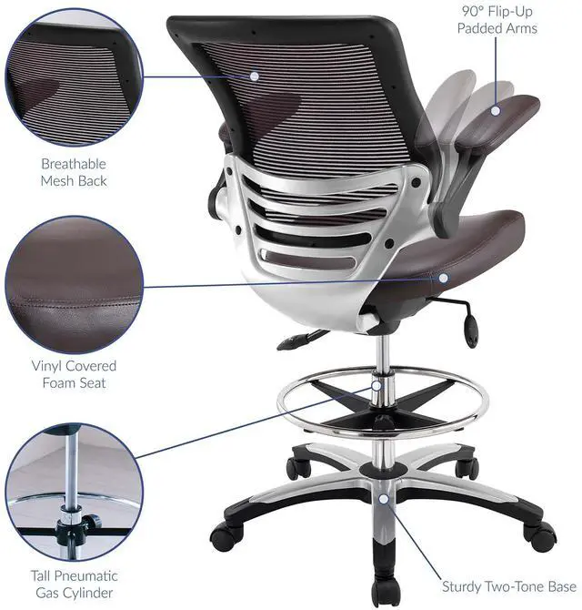 Alt view image 4 of 8 - Edge Drafting Chair - Brown