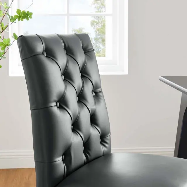 Alt view image 7 of 7 - Duchess Button Tufted Vegan Leather Dining Chair by Modway