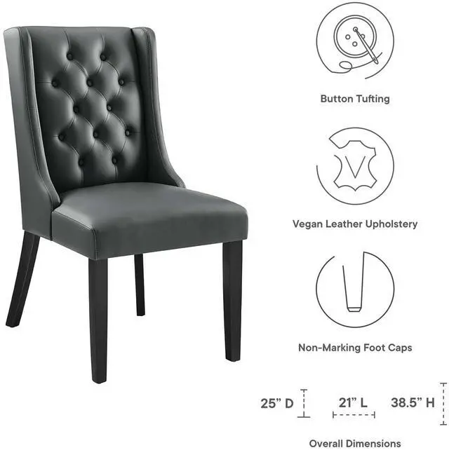 Alt view image 2 of 7 - Baronet Button Tufted Vegan Leather Dining Chair by Modway