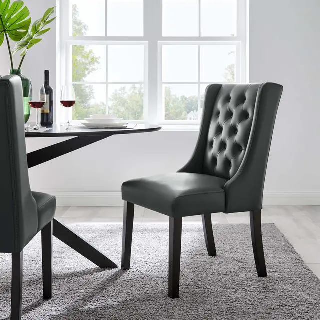 Alt view image 7 of 7 - Baronet Button Tufted Vegan Leather Dining Chair by Modway