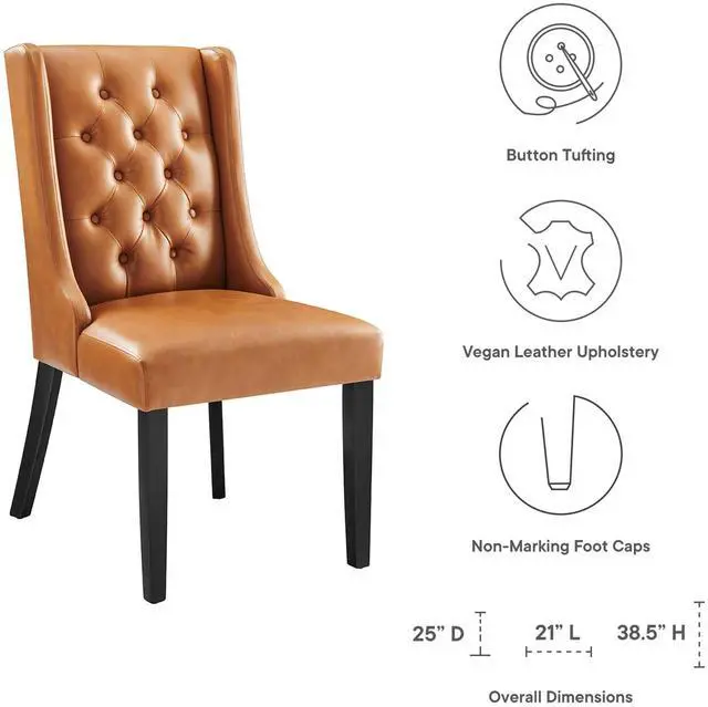 Alt view image 3 of 8 - Baronet Button Tufted Vegan Leather Dining Chair