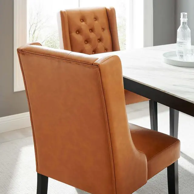 Alt view image 8 of 8 - Baronet Button Tufted Vegan Leather Dining Chair