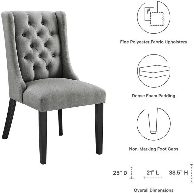 Alt view image 2 of 7 - Baronet Button Tufted Fabric Dining Chair by Modway