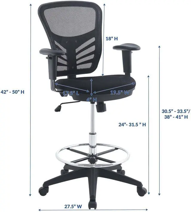 Alt view image 8 of 13 - Articulate Drafting Chair WL-02438-MW