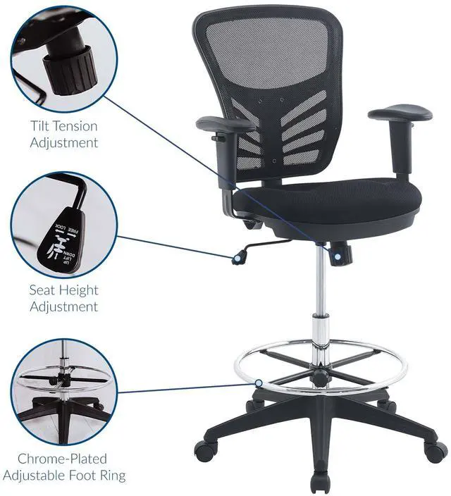 Alt view image 9 of 13 - Articulate Drafting Chair WL-02438-MW