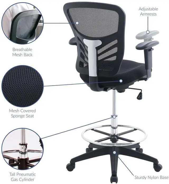 Alt view image 10 of 13 - Articulate Drafting Chair WL-02438-MW