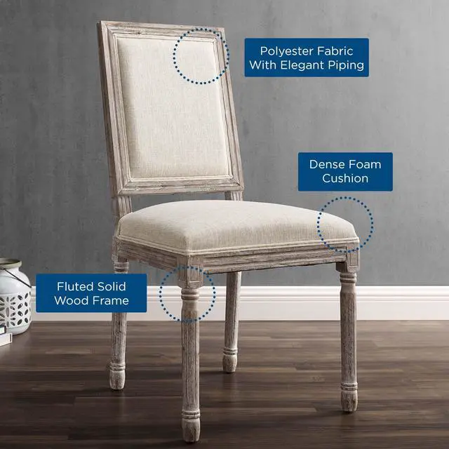 Alt view image 3 of 8 - Court Vintage French Upholstered Fabric Dining Side Chair - Beige