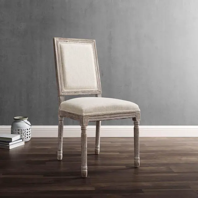 Alt view image 8 of 8 - Court Vintage French Upholstered Fabric Dining Side Chair - Beige