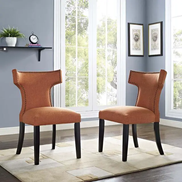 Alt view image 10 of 10 - Curve Dining Side Chair Fabric Set of 2