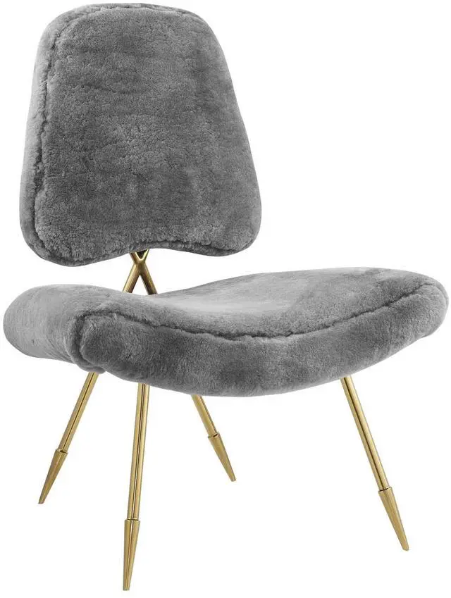 Alt view image 6 of 10 - Ponder Upholstered Sheepskin Fur Lounge Chair