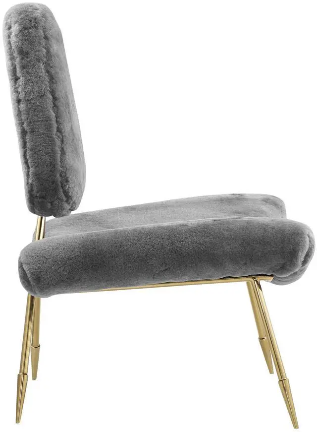 Alt view image 7 of 10 - Ponder Upholstered Sheepskin Fur Lounge Chair