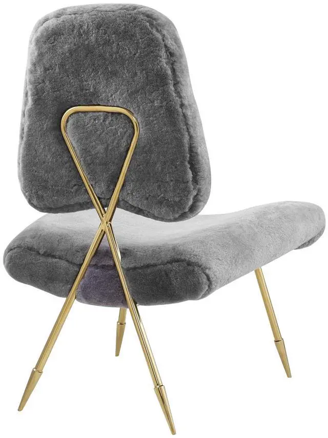 Alt view image 8 of 10 - Ponder Upholstered Sheepskin Fur Lounge Chair