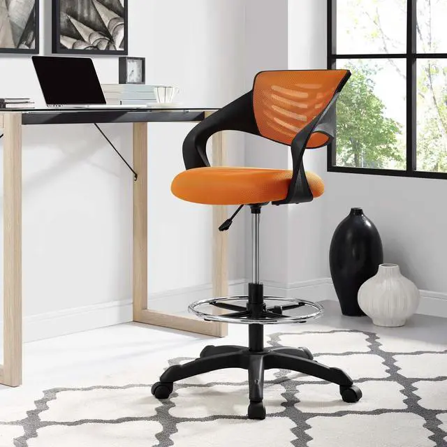 Alt view image 8 of 8 - Thrive Mesh Drafting Chair - Orange