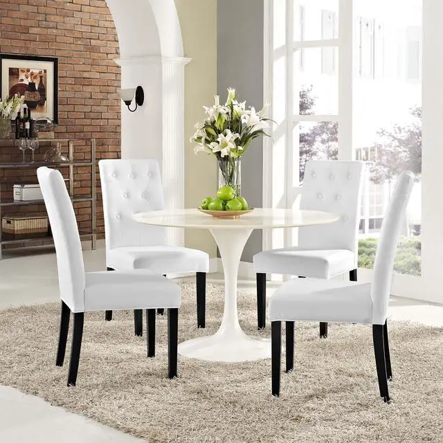 Alt view image 6 of 6 - Confer Dining Side Chair Vinyl Set of 4 - White