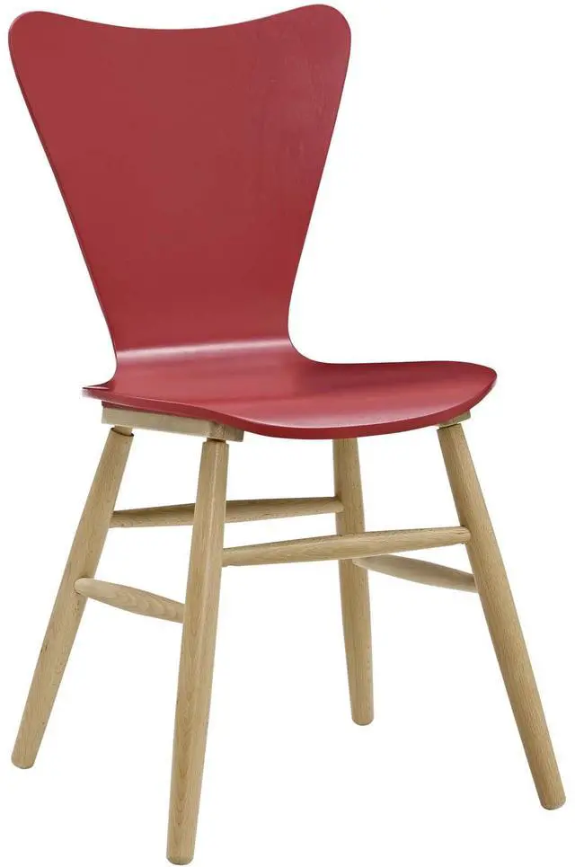 Alt view image 5 of 8 - Modway Cascade Mid-Century Modern Wood Four Kitchen and Dining Room Chairs in Red