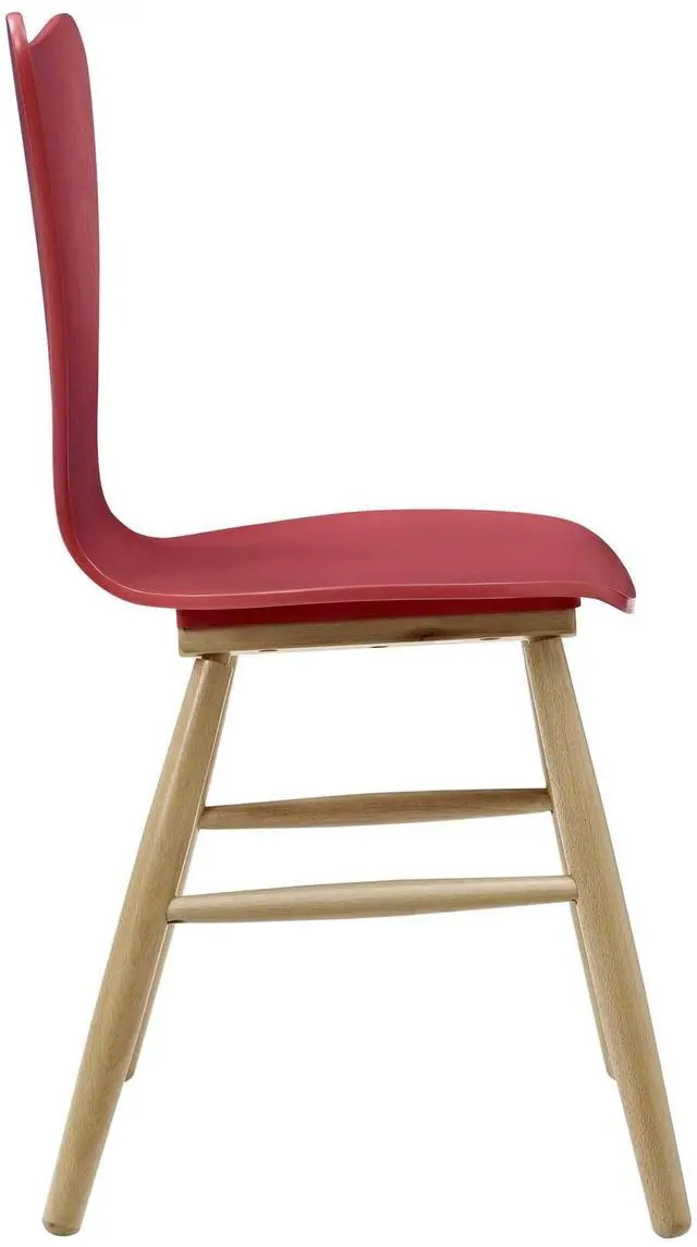 Alt view image 6 of 8 - Modway Cascade Mid-Century Modern Wood Four Kitchen and Dining Room Chairs in Red