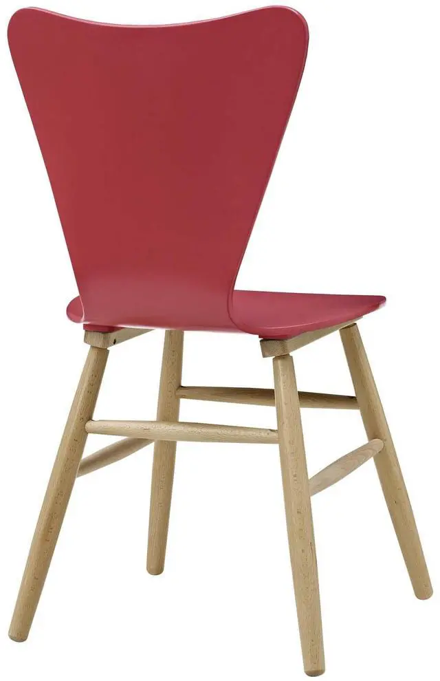 Alt view image 7 of 8 - Modway Cascade Mid-Century Modern Wood Four Kitchen and Dining Room Chairs in Red