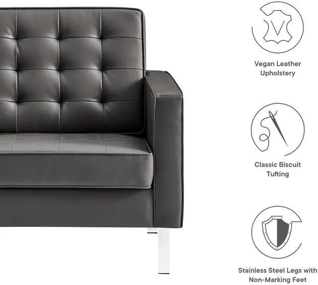 Alt view image 2 of 7 - Loft Tufted Vegan Leather Armchair by Modway