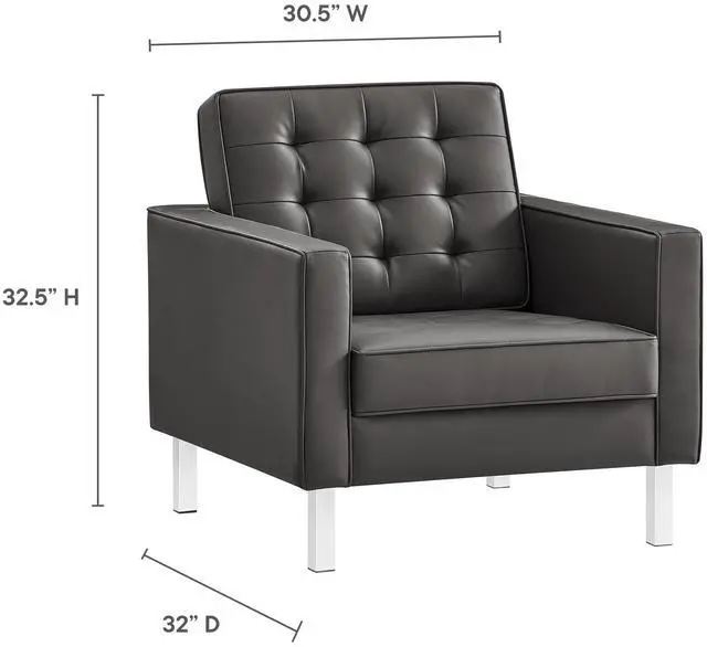 Alt view image 3 of 7 - Loft Tufted Vegan Leather Armchair by Modway