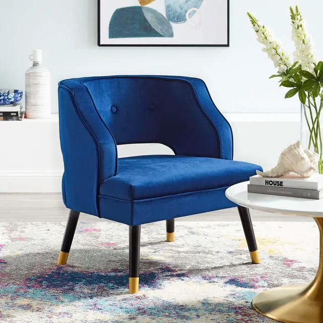 Alt view image 12 of 13 - Traipse Button Tufted Open Back Performance Velvet Armchair