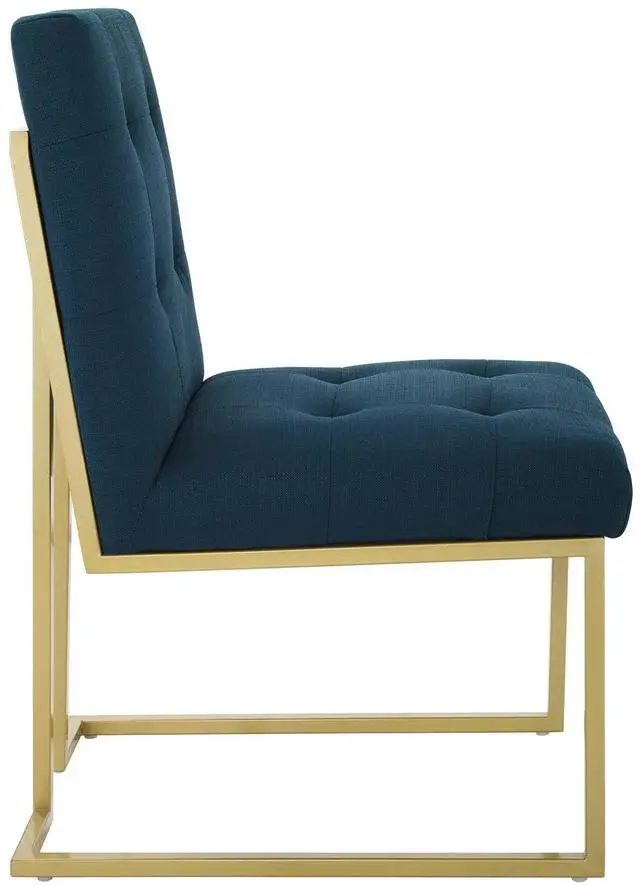 Alt view image 8 of 13 - Privy Gold Stainless Steel Upholstered Fabric Dining Accent Chair Gold Azure